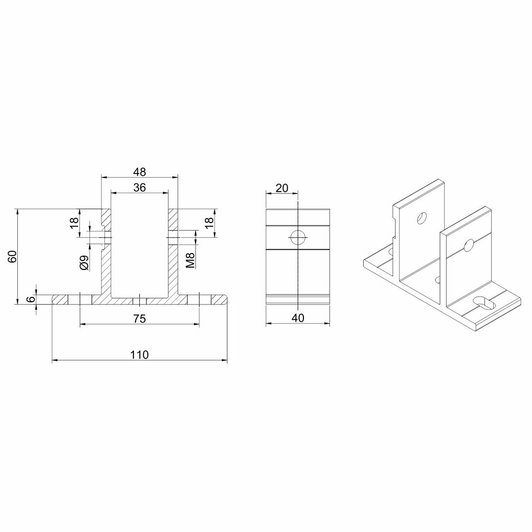 Teleskop Halterung 4er Set z. B. für Photovoltaik- oder Solarpanele inkl. Zubehör, 4er Set