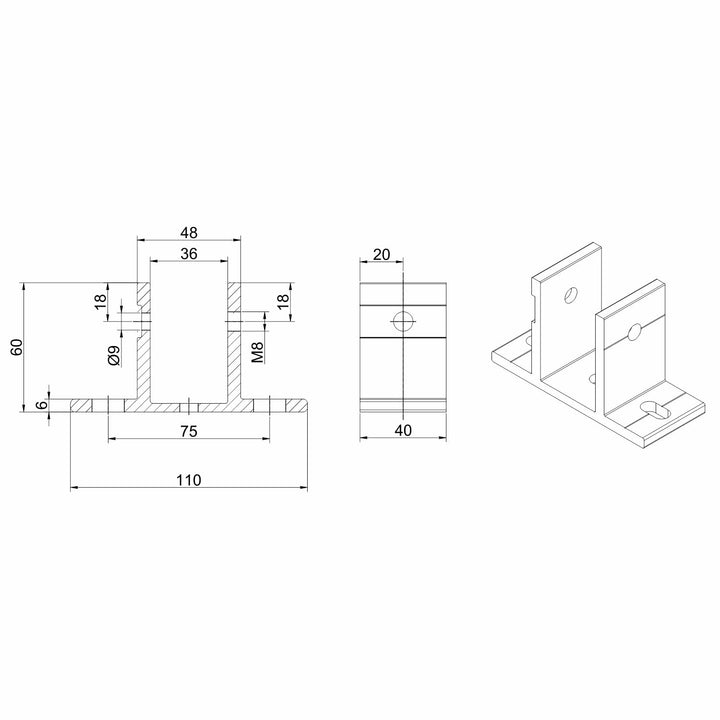 Teleskop Halterung 4er Set z. B. für Photovoltaik- oder Solarpanele inkl. Zubehör, 4er Set