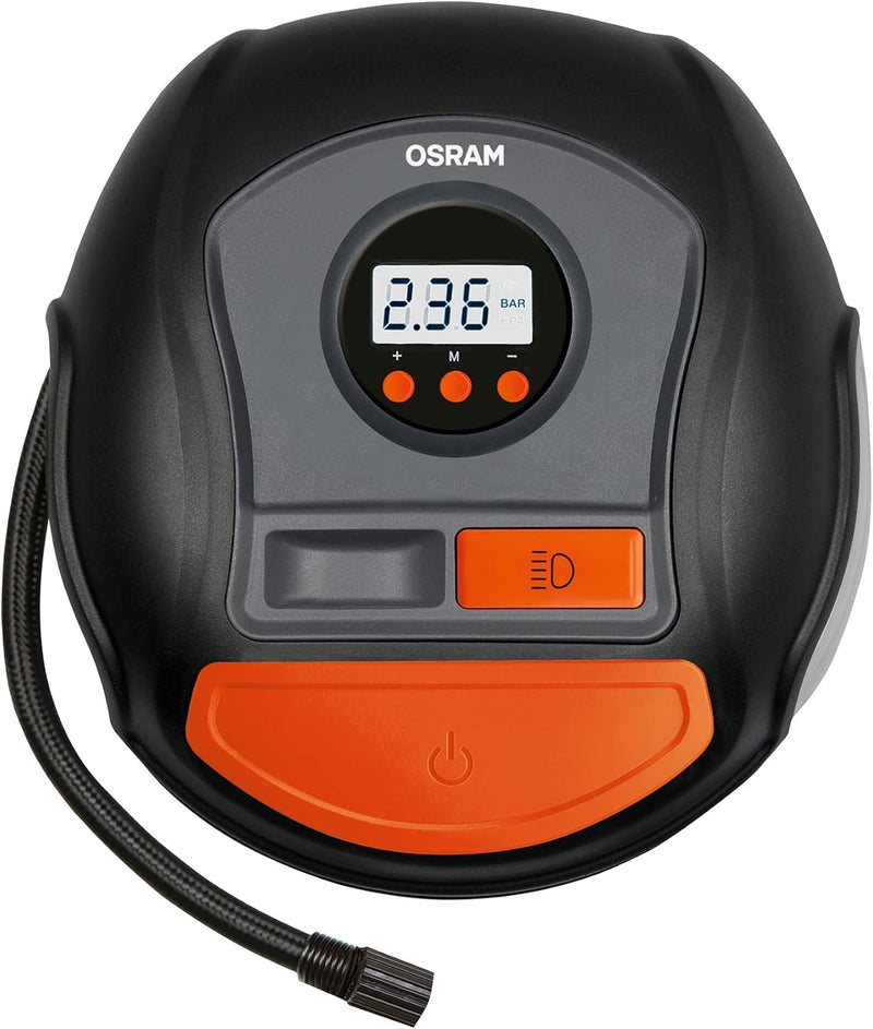 OSRAM TYREinflate 450, Digitale Reifenpumpe mit Auto-Stopp und LED Licht, tragbarer 12V Kompressor f