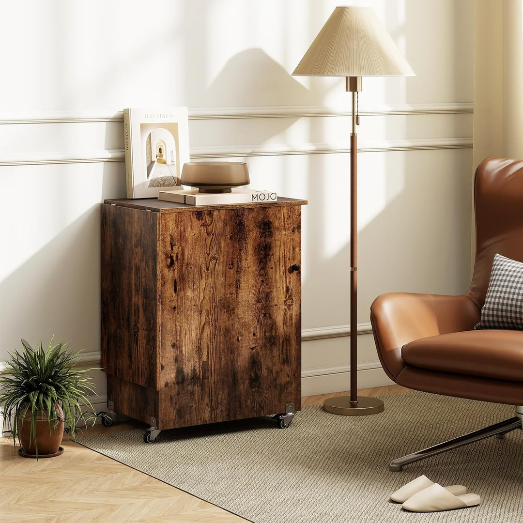 COSTWAY 2 in 1 Nähtisch klappbar mit Ladestation, Nähmaschinenschrank aus Holz mit Regalen, Nähschra