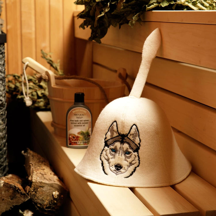 Sauna Guru Saunahut - 100% organische Wollfilzmützen - Schützen Sie Ihren Kopf vor Hitze - Sauna Zub