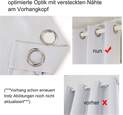 Laneetal Verdunkelungsgardine mit Ösen 2 Stücke Vorhang Blickdicht Verdunklungsvorhang in Anthrazit
