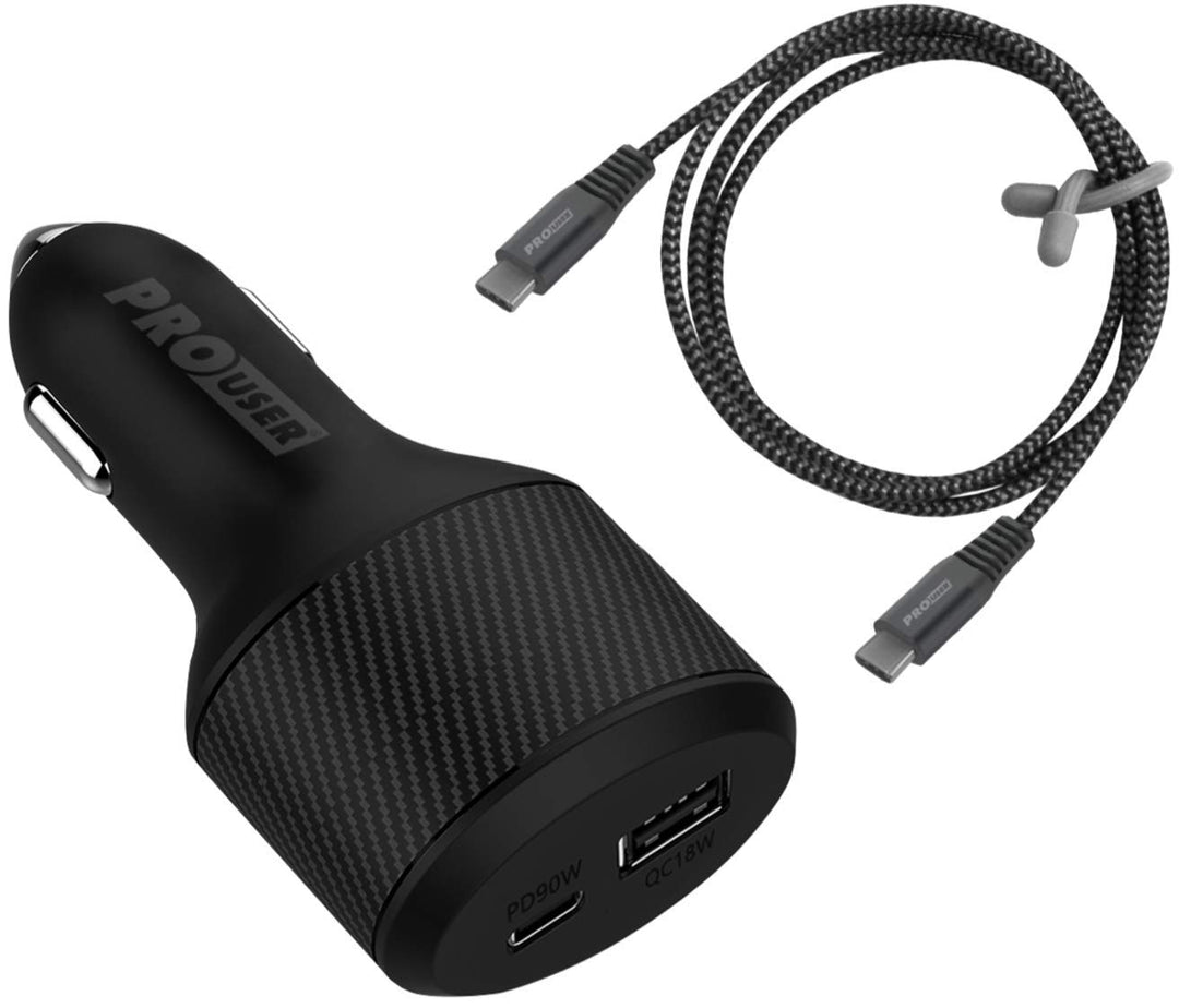 Pro User 2-Fach-USB Car Charger 108W (112.5W SCP) im Set: Auto Ladegerät mit 90W USB-C PD und USB-A