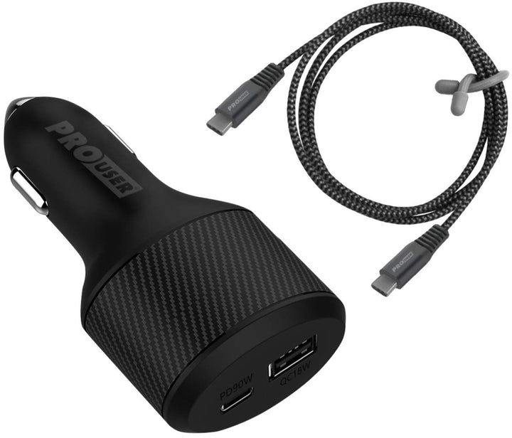 Pro User 2-Fach-USB Car Charger 108W (112.5W SCP) im Set: Auto Ladegerät mit 90W USB-C PD und USB-A