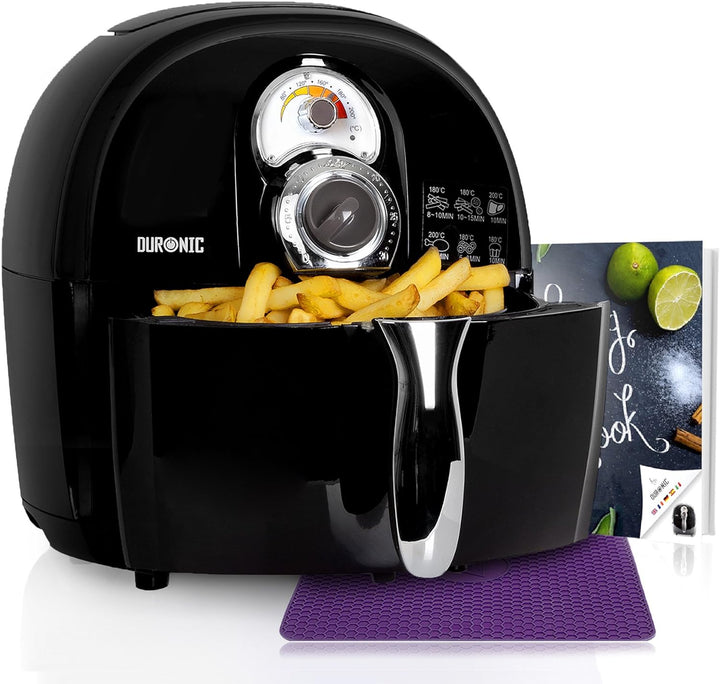 Duronic AF1 BK Heissluftfritteuse, Fritteuse mit 4,5 L Fassungsvermögen, Mini Backofen zum Dünsten,