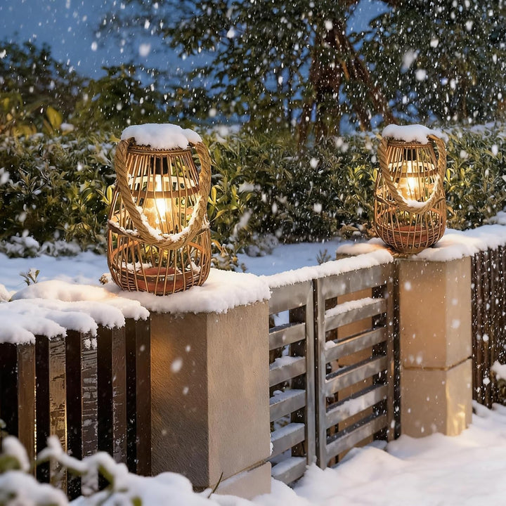 Pearlstar Rattan Solarleuchte, Hängend Solar Laterne für aussen Gartendeko Wasserdicht für Aussen Ve