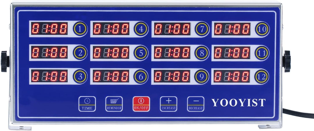YOOYIST Kommerzieller 12-Kanal-Küchen-Timer Digitaler Restaurant-Timer Professionelle LED-einstellba