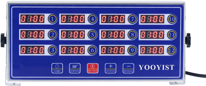 YOOYIST Kommerzieller 12-Kanal-Küchen-Timer Digitaler Restaurant-Timer Professionelle LED-einstellba
