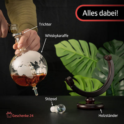 Whisky Karaffe Globus | Whiskey Geschenke für Männer | Weihnachtsgeschenke für Männer | Globus Dekan