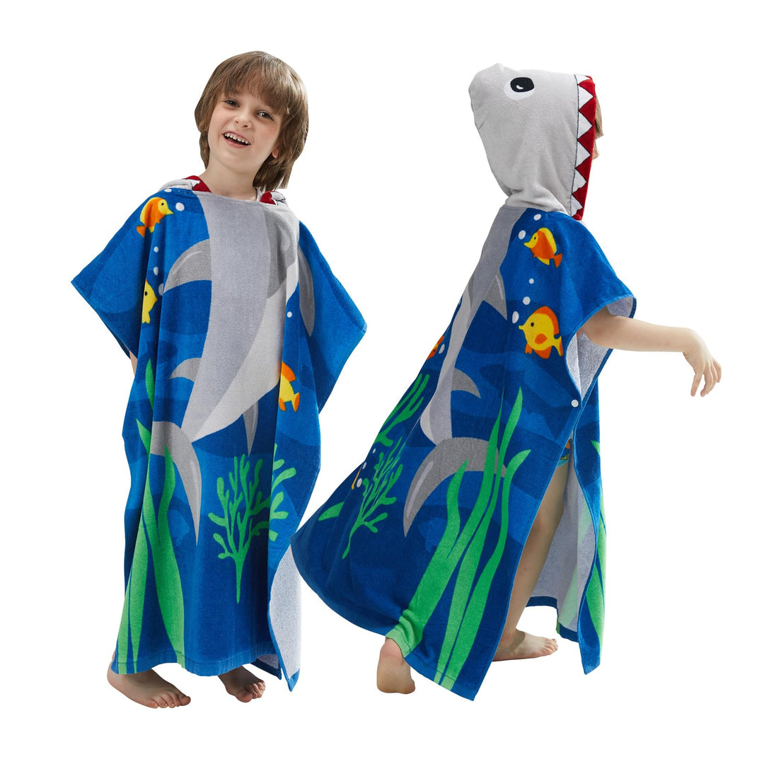 BANGSAUR Kinder Strand Pool Bad Kapuze Poncho Handtuch, 100 Baumwolle Surf Wickeltücher Wickel, Baby