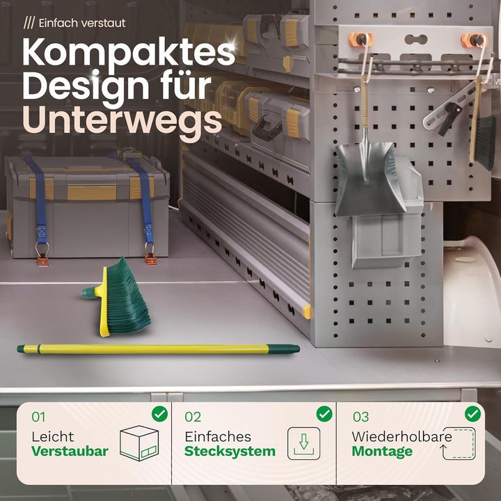 Novaliv Krallenbesen Set 30 cm Kunststoff mit Teleskopstiel gebogenen Borsten Gartenbesen Strassenbe