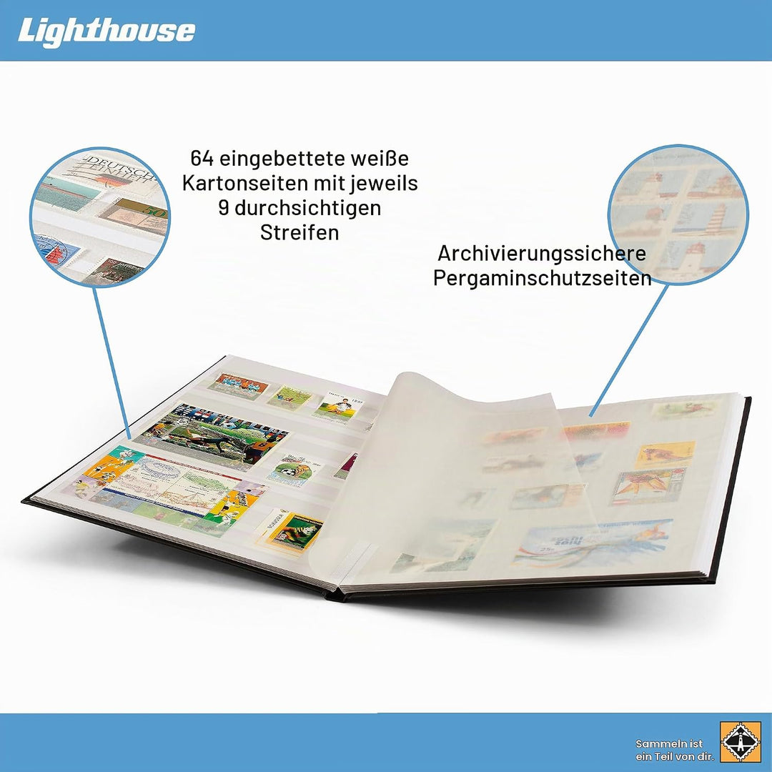 Leuchtturm 317477 Briefmarken-Sammel-Album - Einsteckbuch Basic - 64 weisse DIN A4-Seiten - unwattie