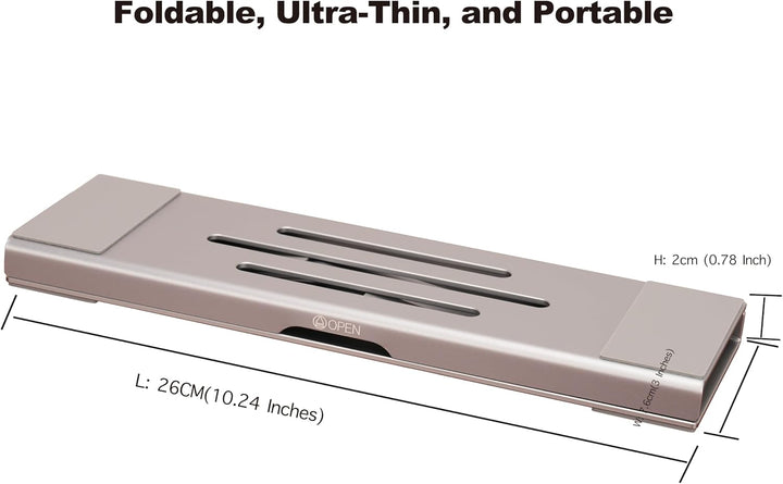 Aluminium 3-in-1 Laptopständer, klappbar, verstellbar, mit Kühlung, integrierter Aufbewahrungsbox, L