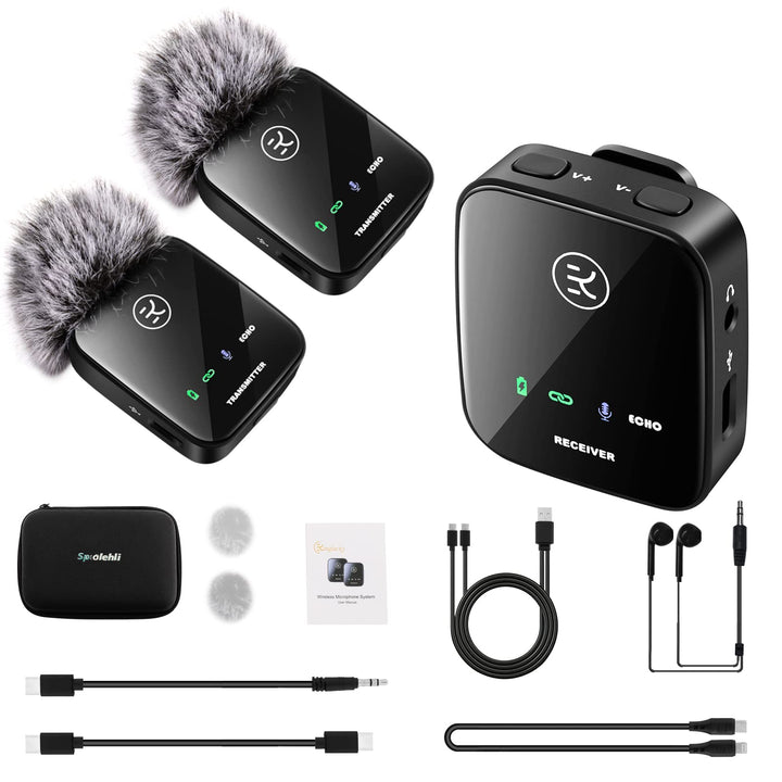 Spolehli lavalier mikrofon Wireless mit Aufbewahrungsbox, kabelloses Mikrofon für iPhone/Typ-C/Kamer