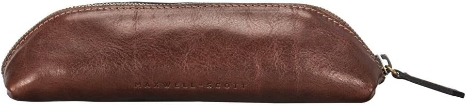 Maxwell Scott Italienisches Leder Federmäppchen Felice in Cognac Braun, Cognac Braun