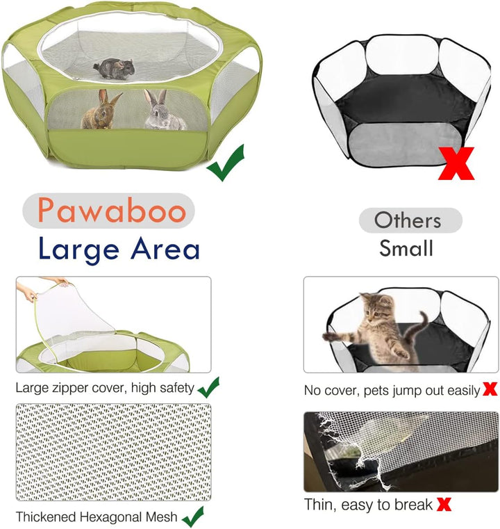 Pawaboo Kleintiere Freigehege, Wasserdicht Faltbar Kaninchen Freilaufgehege für Hasen Hühner Kätzche