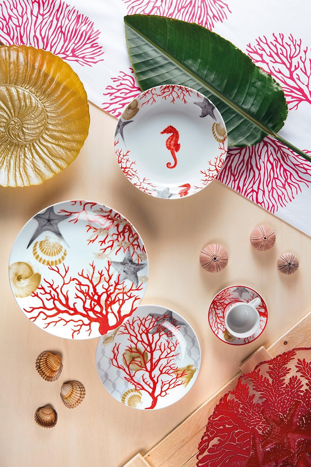 Excelsa 62499 Coral Tafelservice, 18-teilig, Porzellan, rot