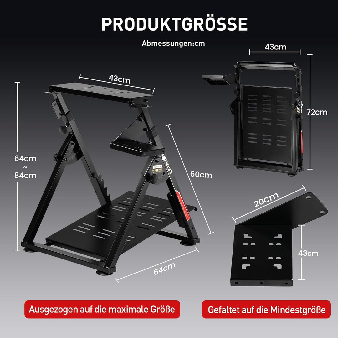 GTPLAYER Lenkradständer für Lenkrad Gaming Wheel Stand Racing Lenkradständer mit V1 V2 Schalthebelha