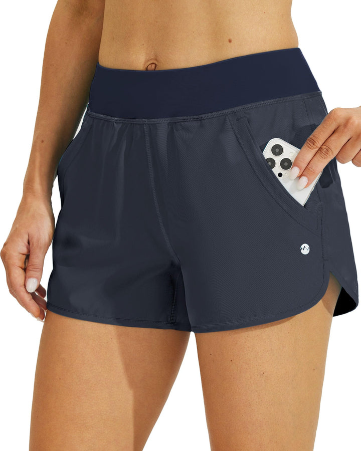 WILLIT Damen 3" Badeshorts Badehose Schwimmen Boardshorts mit Kurzliner Taschen Schnelltrockner UVA
