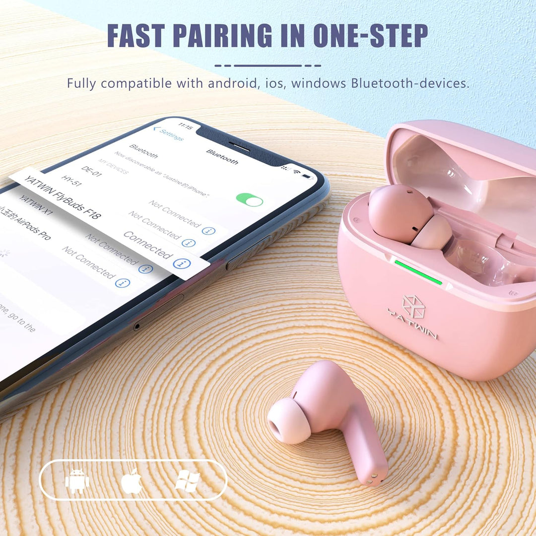 YATWIN Bluetooth Kopfhörer In Ear, Kopfhörer Kabellos Bluetooth 5.3 mit ENC HD Anruf, Kabellosem Lad