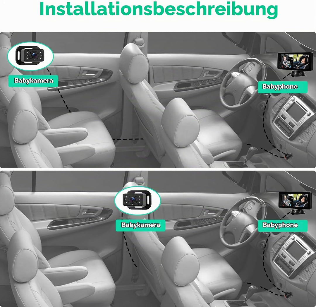 SIXTOP Baby Auto Kamera mit 6.86" IPS Monitor, Nachtsicht &amp; 90° Weitwinkel 2 HD Rücksitzkameras, Sic