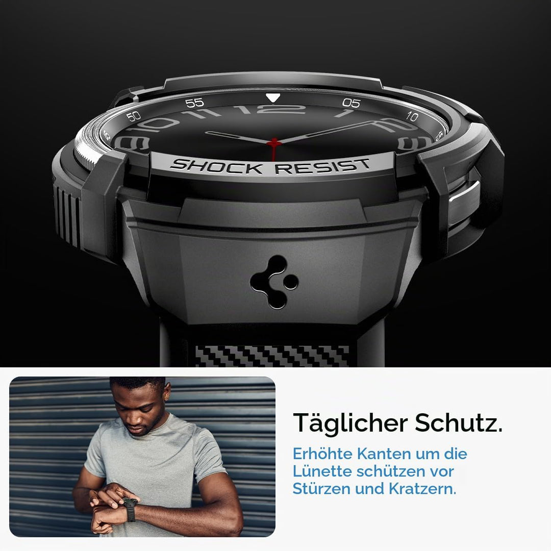 Spigen Rugged Armor Pro Hülle mit Armband Kompatibel mit Samsung Galaxy Watch 6 Classic 47mm 2023 -