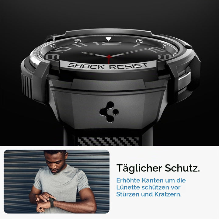 Spigen Rugged Armor Pro Hülle mit Armband Kompatibel mit Samsung Galaxy Watch 6 Classic 47mm 2023 -