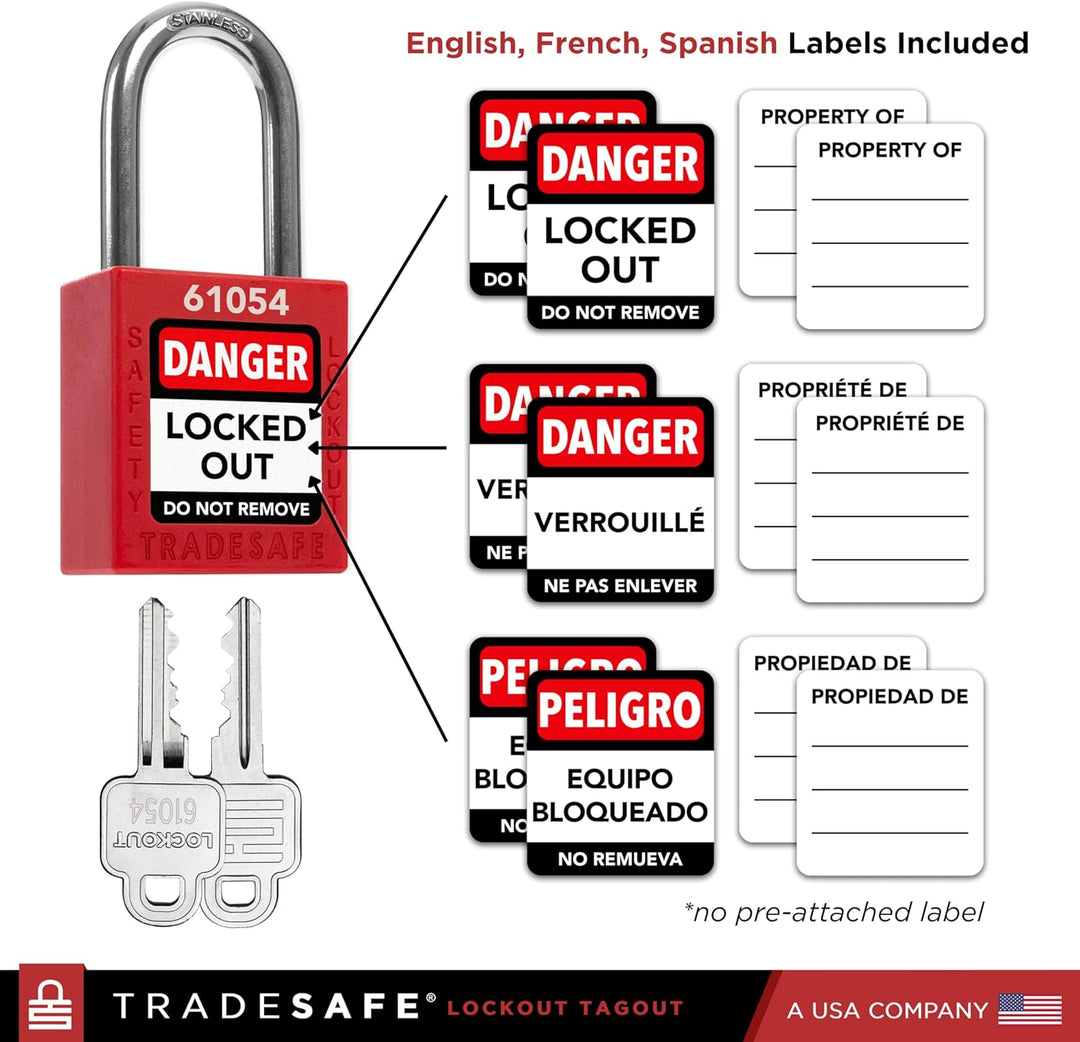 TRADESAFE Lockout Tagout Lock Set, sicherheitskonforme Sicherheitsschlösser zum Ausschliessen von Et