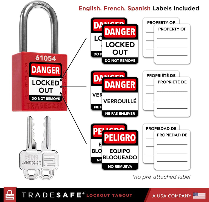TRADESAFE Lockout Tagout Lock Set, sicherheitskonforme Sicherheitsschlösser zum Ausschliessen von Et