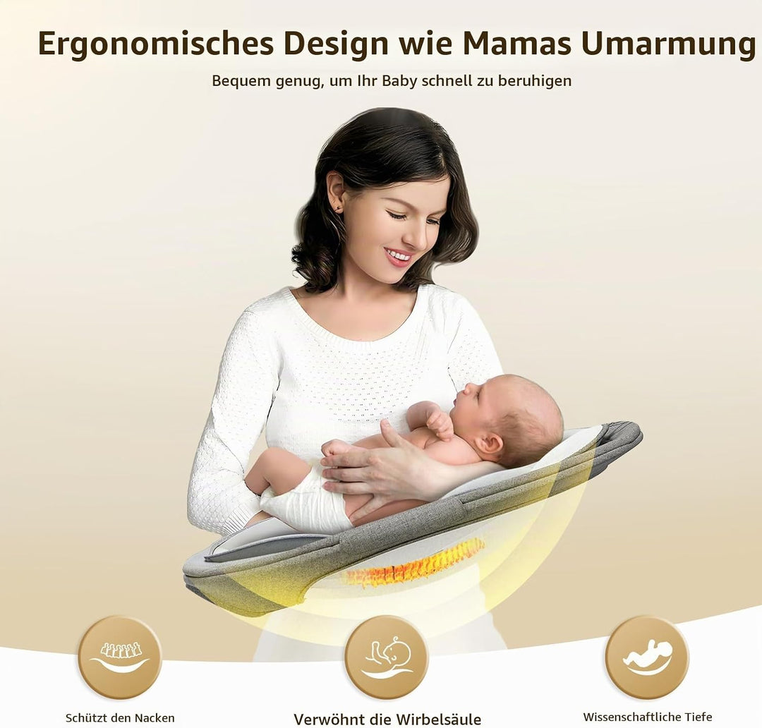 Kotsy Babywippe Elektrisch mit 5 Natürlichen Schaukelgeschwindigkeiten, Babyschaukel elektrisch mit