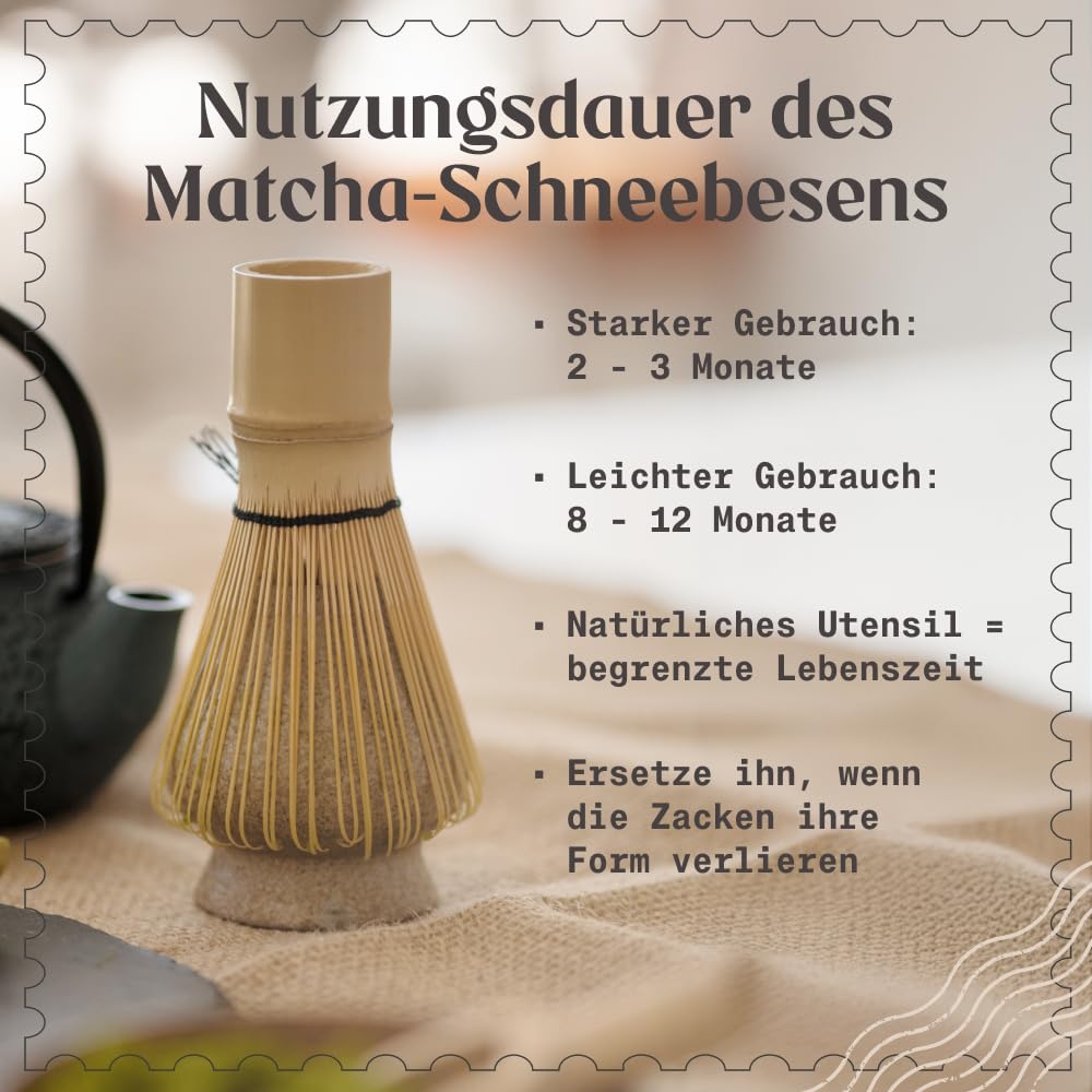 NaturaleBio Matcha Bambusbesen. Traditioneller Bambus-Chasen. 100% natürlicher Bambus, robust und na