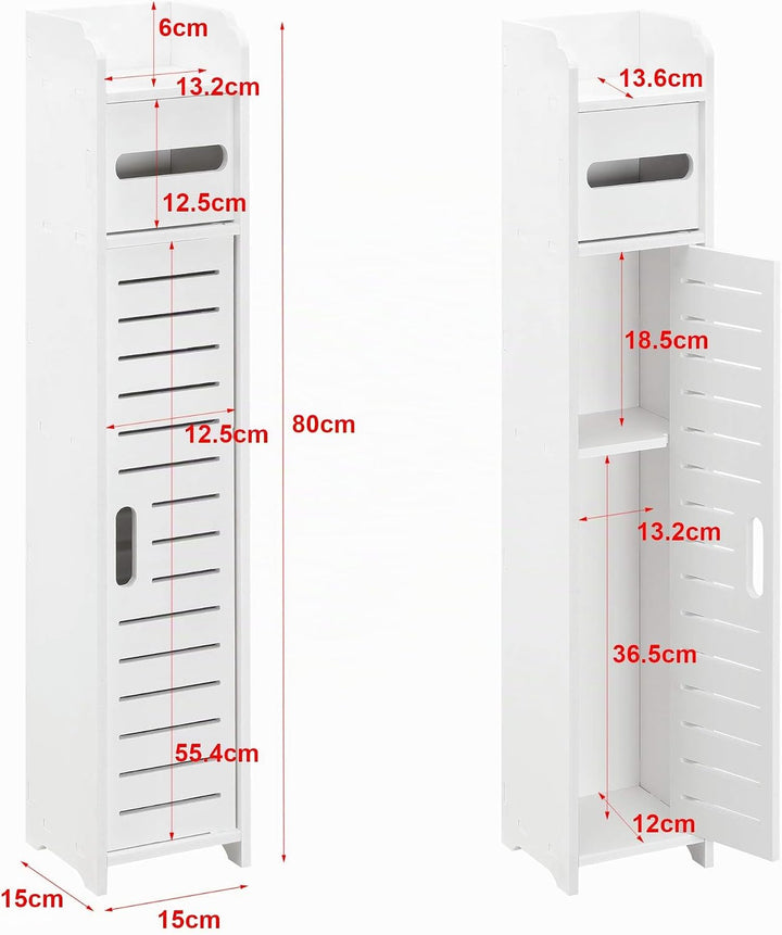 [en.casa] Toilettenpapierhalter mit Schranktür 80 x 15 x 15 cm Badezimmerschrank Badschrank Badregal