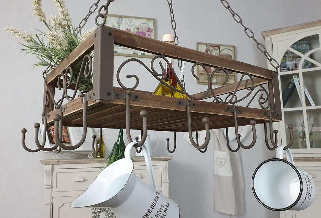 Ambiente Haus Topfhänger 83043 Pfannenhänger 40 cm Deckenregal Hängeregal Hänger Wurstkrone, Schmied