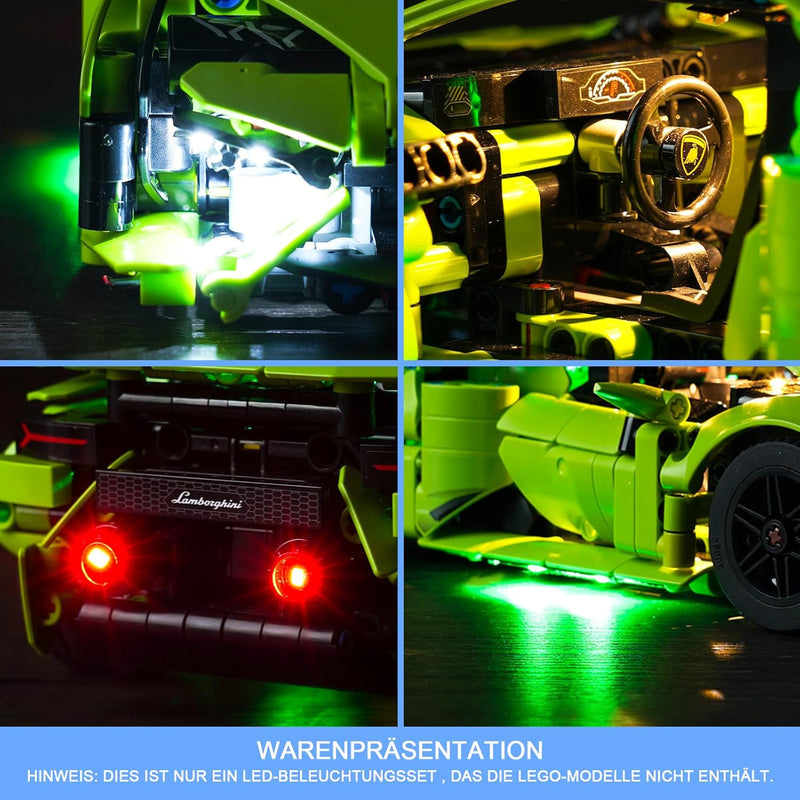 LocoLee Licht Kompatibel mit Lego Lamborghini Huracán Tecnica, Led Beleuchtungs Compatible with Lego