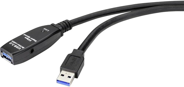 Renkforce USB-Kabel USB 3.2 Gen1 (USB 3.0 / USB 3.1 Gen1) USB-A Stecker, USB-A Buchse 10.00 m Schwar