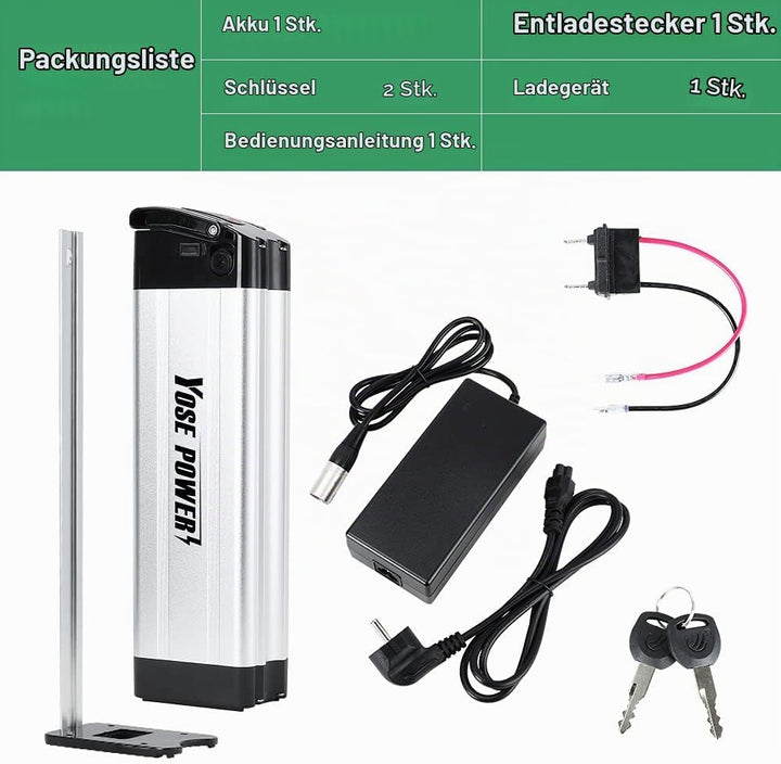 YOSE POWER E-Bike Akku 36V 10.4Ah / 14.5Ah / 15.6Ah /18.2Ah Geeignet für Motoren 36V 250W-800W XH370