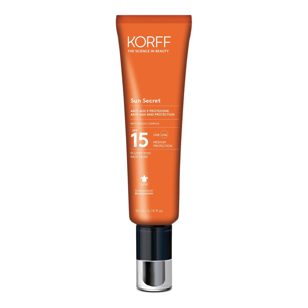 Korff Sun Secret - Fluido Solare Viso Anti-Età SPF15, 50ml