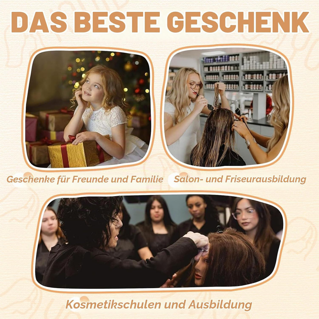 Schaufensterpuppe Kopf 26Inch Weiblich 80% Echthaar Friseur Kosmetologie Schaufensterpuppe Schaufens