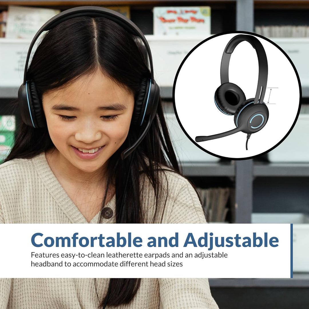 Cyber Acoustics Stereo-USB-Headset, Inline-Steuerung für Lautstärke und Mikrofonstummschaltung, NC
