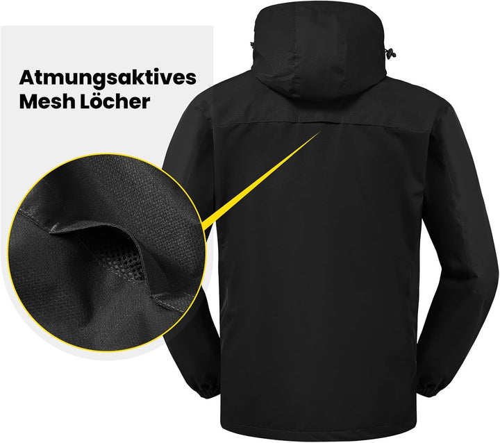 Herren Outdoor Wanderjacke Wasserabweisend Atmungsaktiv Winddichte Funktionsjacke Leicht Übergangsja