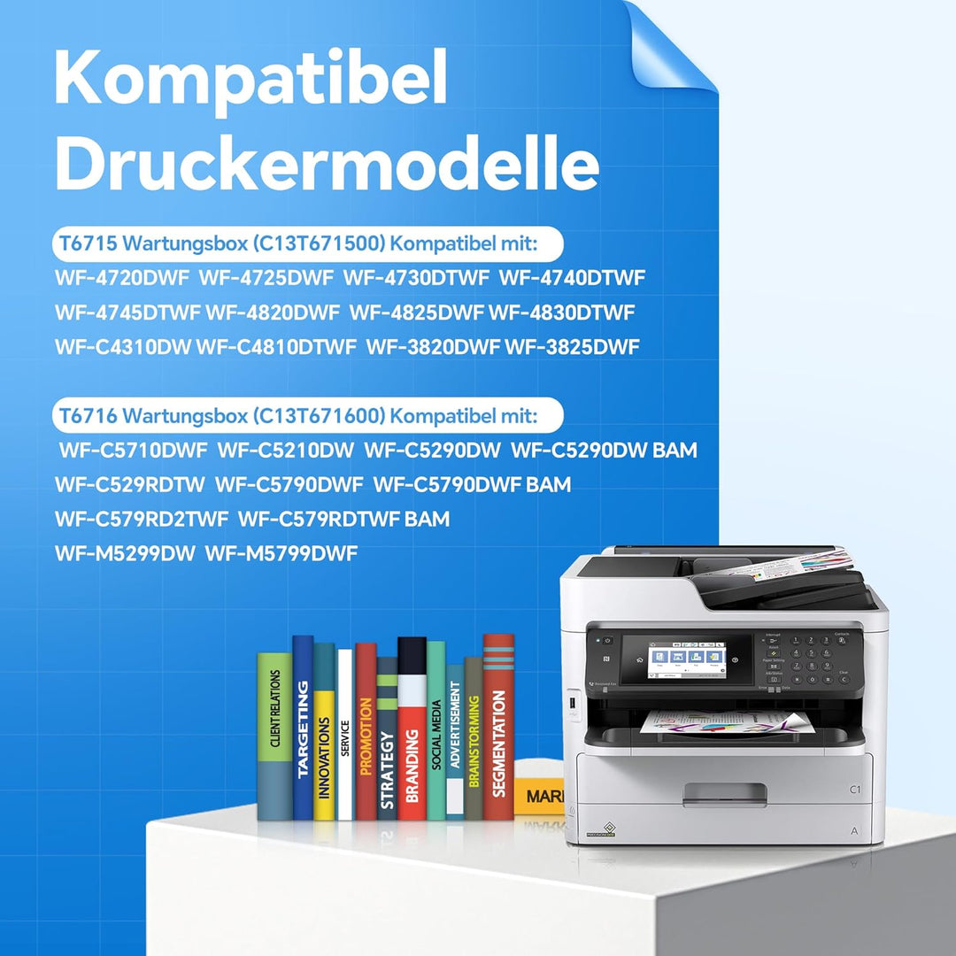 T6715 T6716 (C13T671500,C13T671600) Wartungsbox Kompatibel mit WF-4720DWF WF-4725DWF WF-4730DTWF WF-