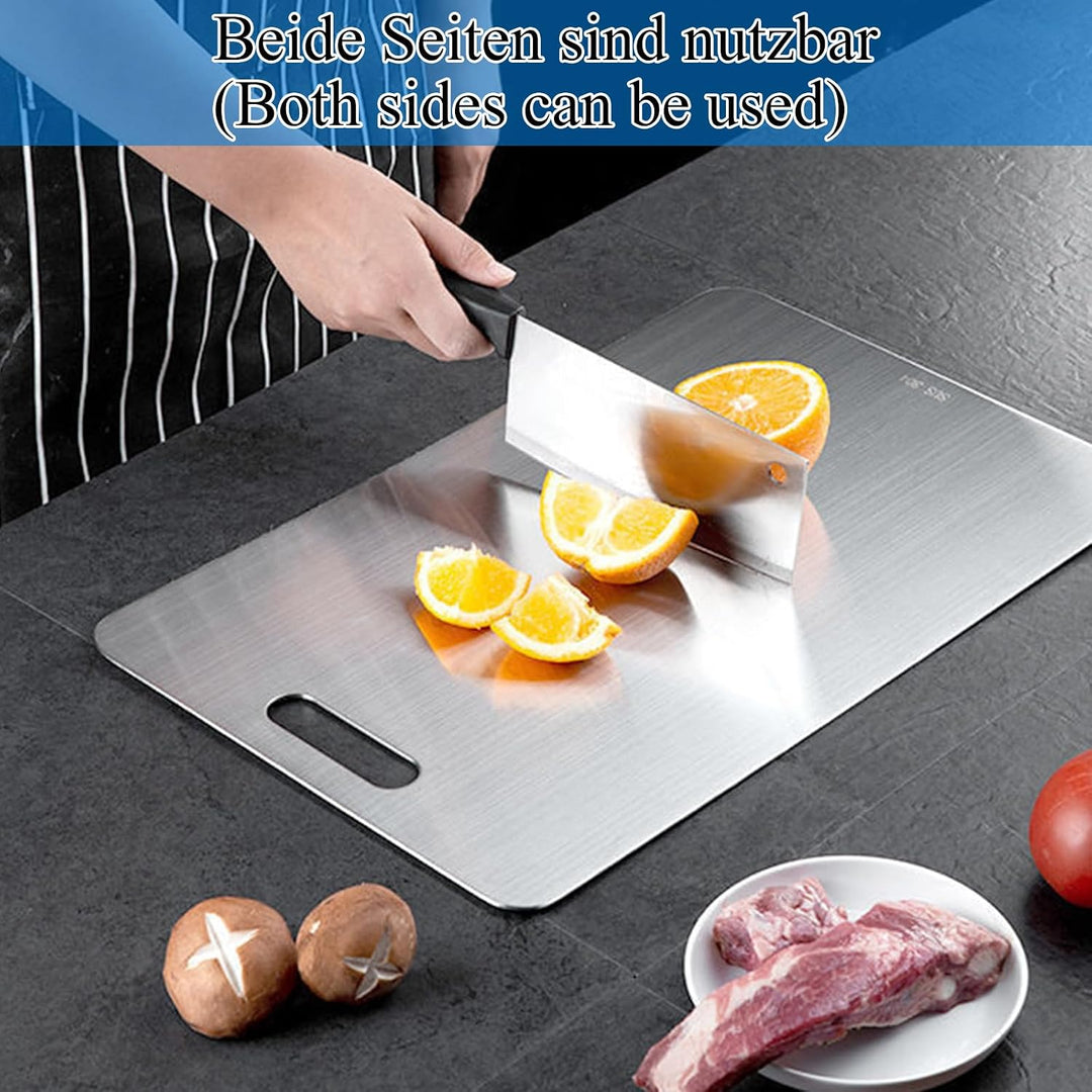3 Stück Schneidebrett Edelstahl, Titanium Cutting Board, Doppelseitiges Schneidebrett Metall, Stainl