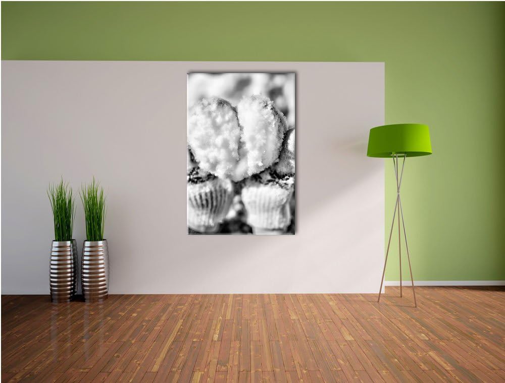 Pixxprint Herz aus Schnee als Leinwandbild | Grösse: 100x70 | Wandbild| Kunstdruck | fertig bespannt