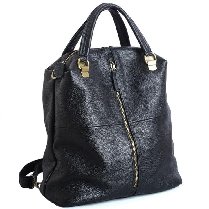Alice Fan Rindsleder Echtes Leder Rucksack für Frauen Umhängetasche Schwarz Leder Reisetasche, Schwa