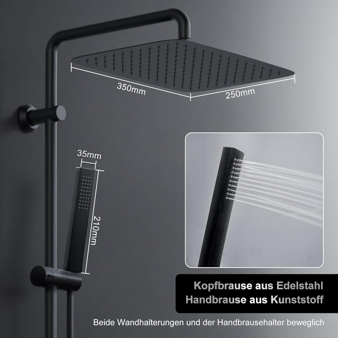 Görbach Regendusche Duschsystem ohne Armatur, Edelstahl Duschset mit 92cm Duschstange, XXL Überkopfb