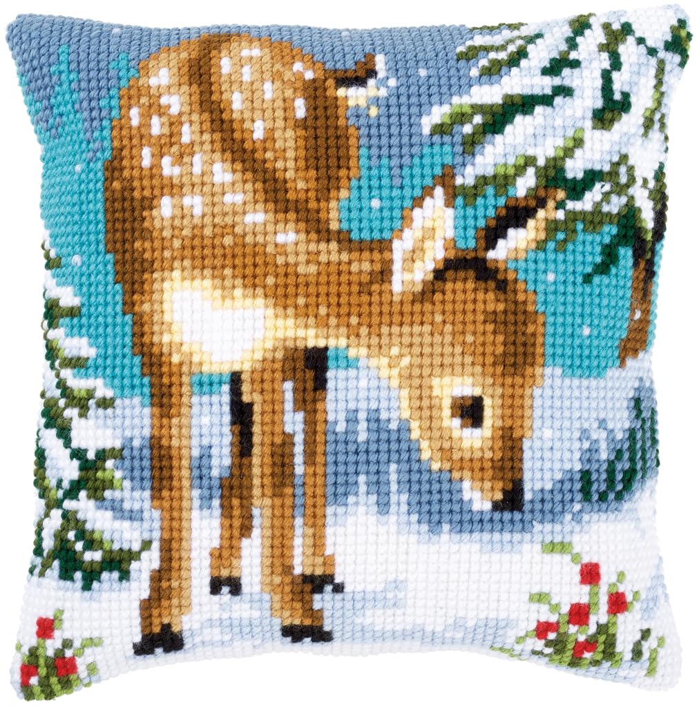 Vervaco Stickpackung für Kreuzstichkissen vorgedruckt, Baumwolle, weiss, 40 x 40 x 0,3 cm