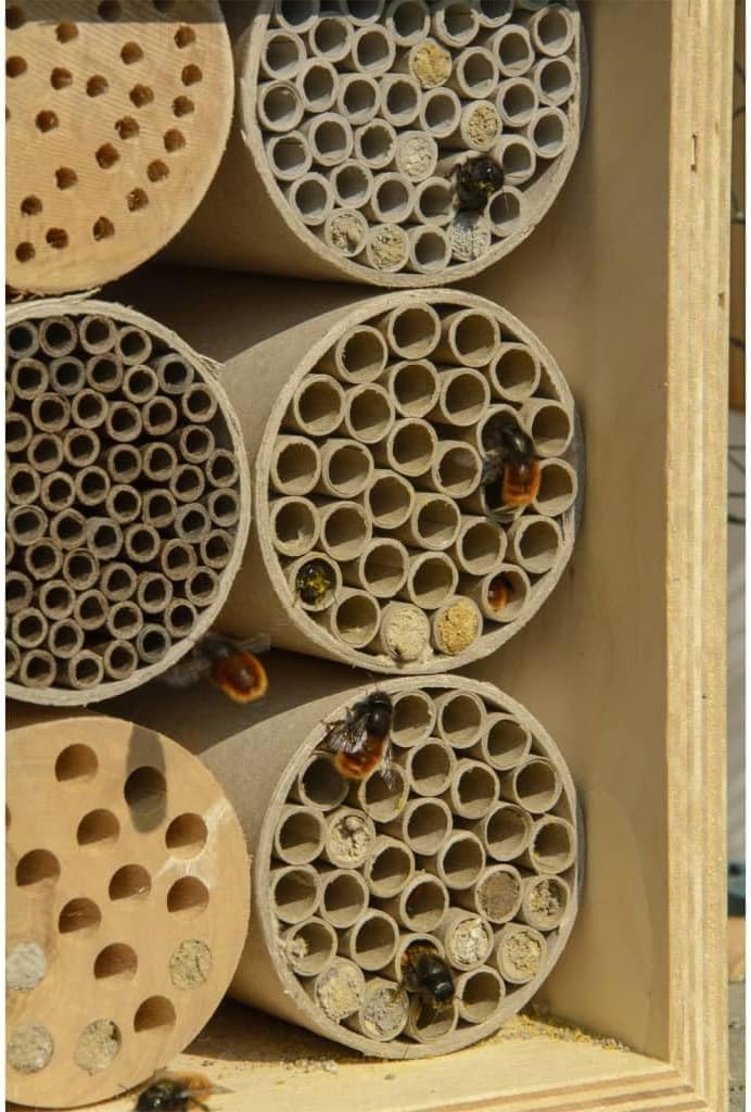 dobar® 28540e Profi-Wildbienenhotel - Bienenhaus aus Holz - Massive Nisthilfe mit Papierröhrchen - I