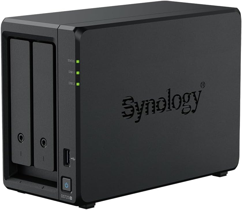 Synology DS725+ 16TB (Synology HAT3310-8T) 2 Bay Plus Serie mit Ryzen R1600, 4GB Ram (32GB max), 1x