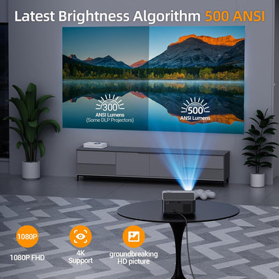 XGODY A45 Android Beamer unterstützt 4K Native 1080P FHD Projektor, 500 ANSI Autofokus Projector mit