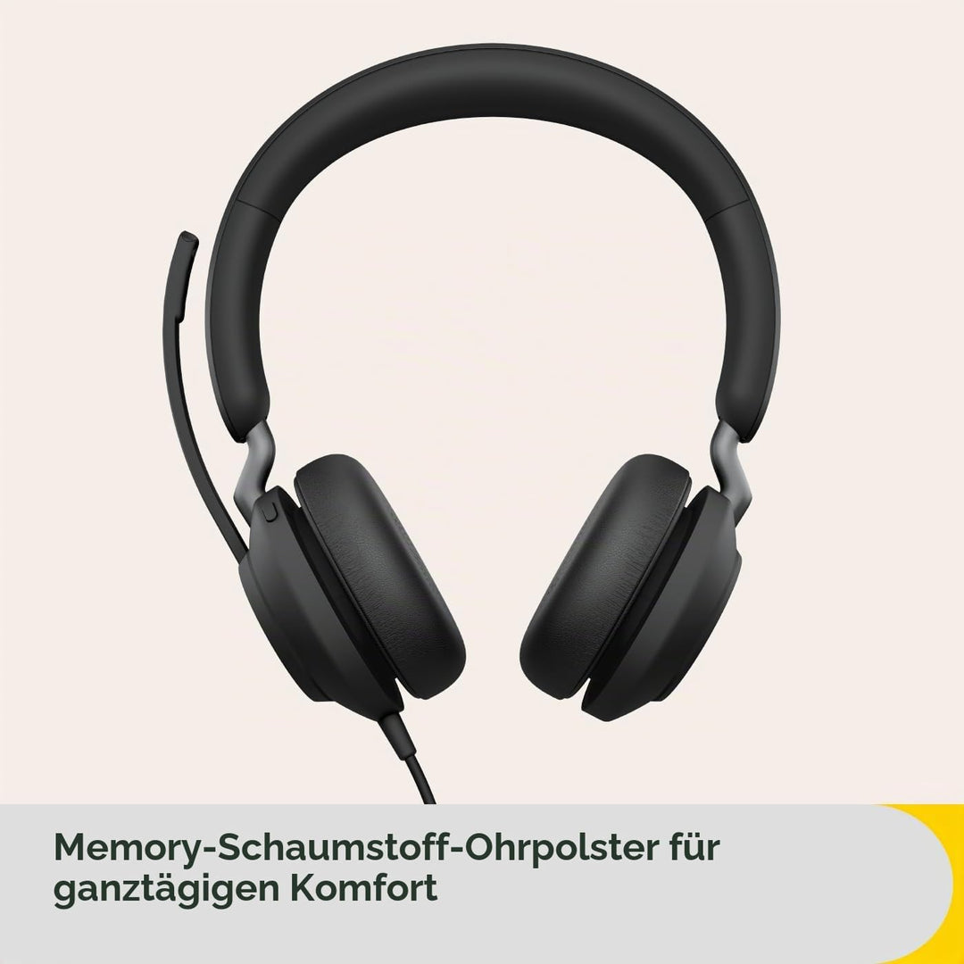 Jabra Evolve2 40 SE - Kabelgebundenes Stereo-Headset mit Geräuschunterdrückung und 3-Mikrofon-Techno
